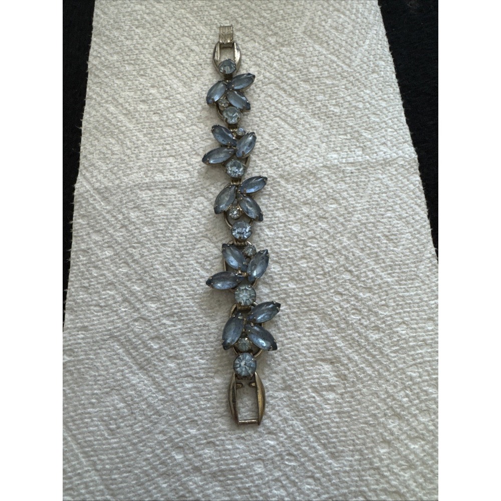 juliana delizza elster bracelet Ice blue Flower 5 Link Retro 1950's